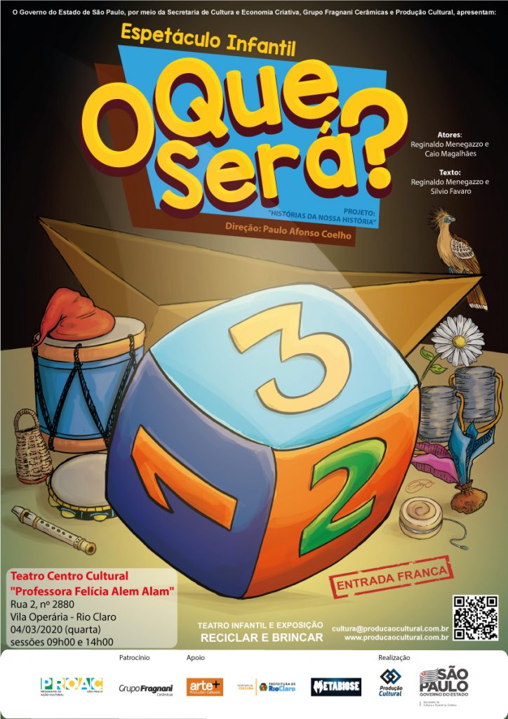 Entrada Franca: Centro Cultural terá teatro infantil na próxima quarta-feira com a peça O QUE SERÁ? e Exposição RECICLAR E BRINCAR em Rio Claro - Grupo Rio Claro SP