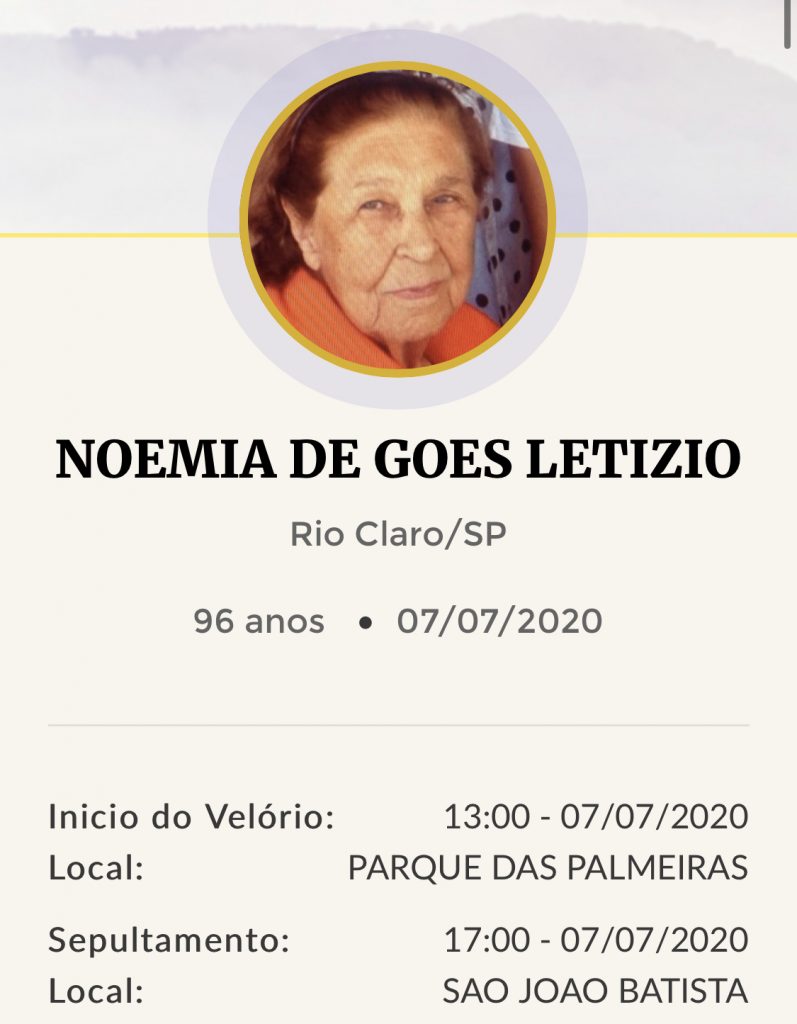 Falecimentos e Sepultamentos – 07/07/2020 – 08/07/2020 - Grupo Rio Claro SP