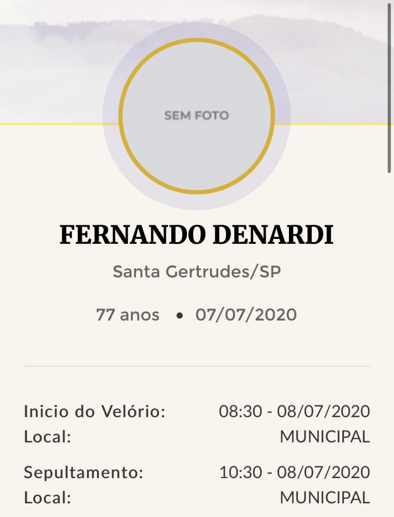 Falecimentos e Sepultamentos – 07/07/2020 – 08/07/2020 - Grupo Rio Claro SP