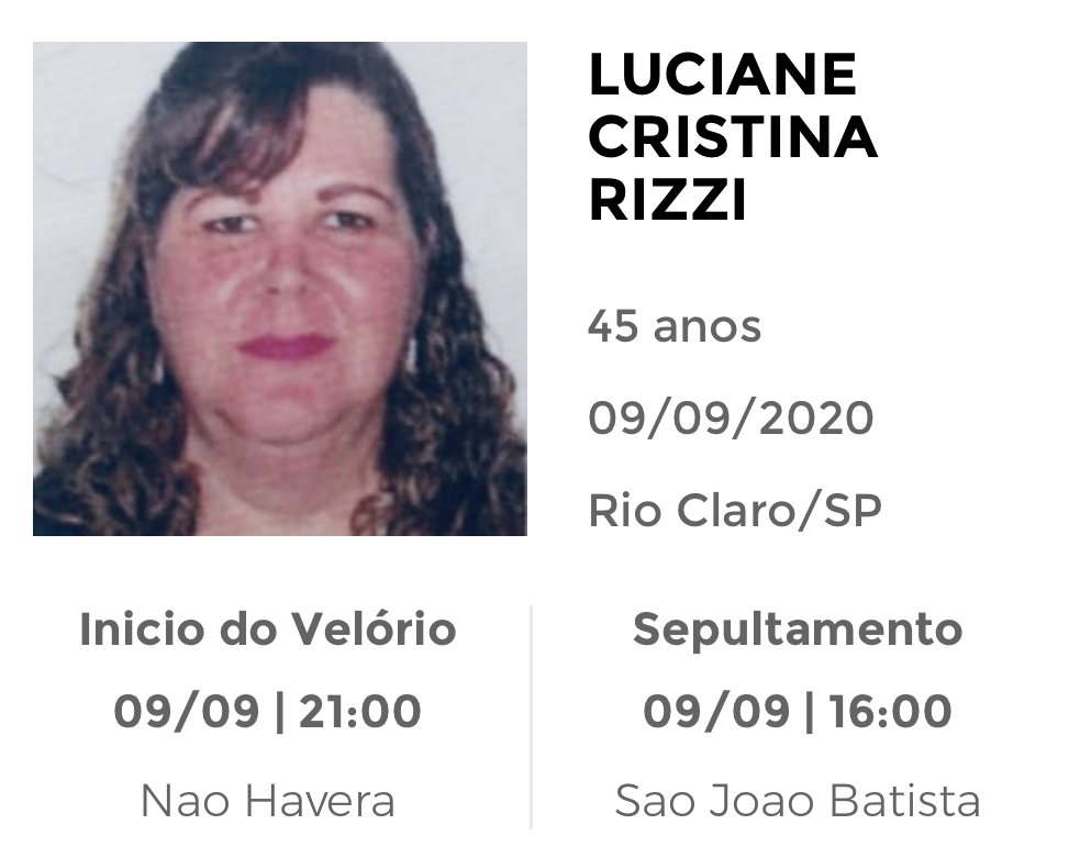 Falecimentos e Sepultamentos – 09/09/2020 – 10/09/2020 - Grupo Rio Claro SP Falecimentos e Sepultamentos – 09/09/2020 – 10/09/2020 - Grupo Rio Claro SP