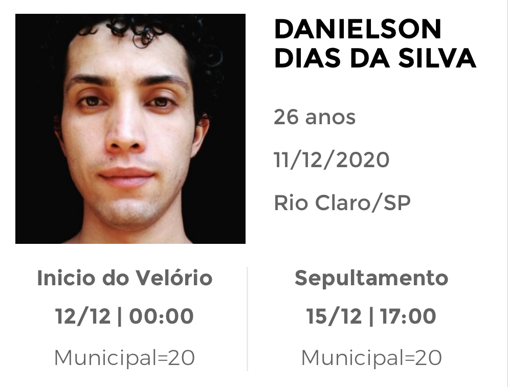 Falecimentos e Sepultamentos – 11/12/2020 – 12/12/2020 - Grupo Rio Claro SP Falecimentos e Sepultamentos – 11/12/2020 – 12/12/2020 - Grupo Rio Claro SP