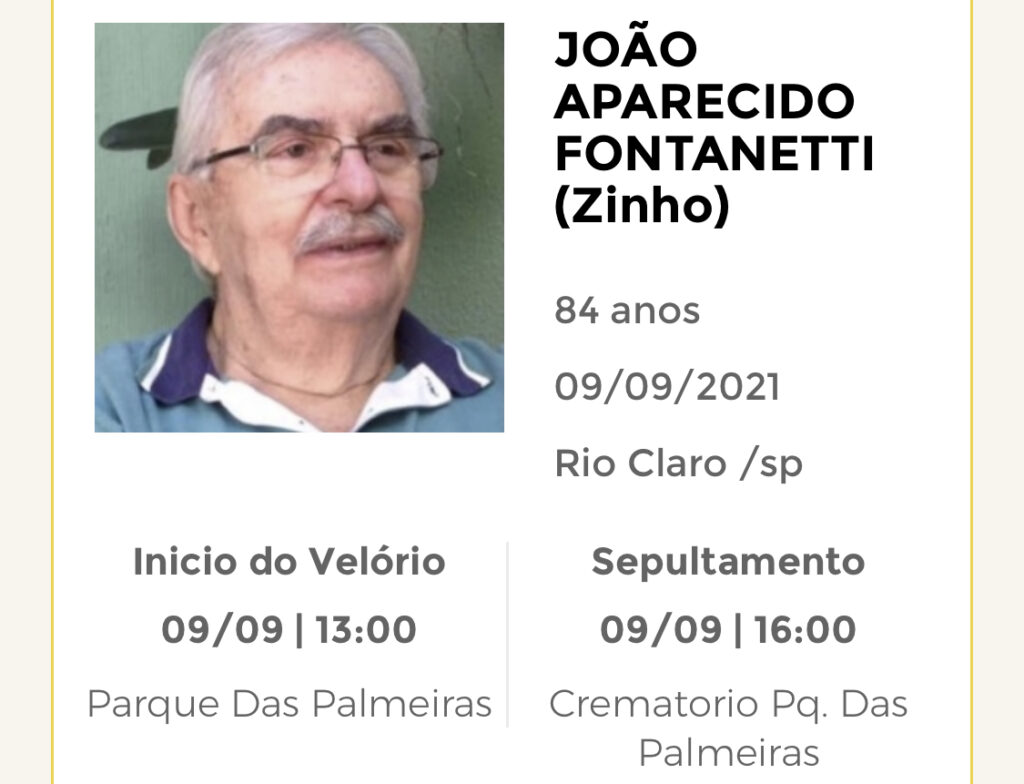 Falecimentos e Sepultamentos – 09/09/2021 – 10/09/2021 - Grupo Rio Claro SP Falecimentos e Sepultamentos – 09/09/2021 – 10/09/2021 - Grupo Rio Claro SP