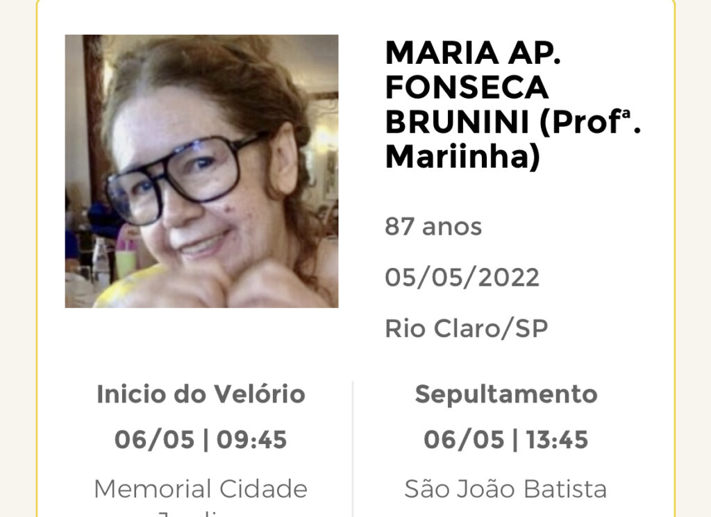 Falecimentos e Sepultamentos – 05/05/2022 – 06/05/2022    - Grupo Rio Claro SP