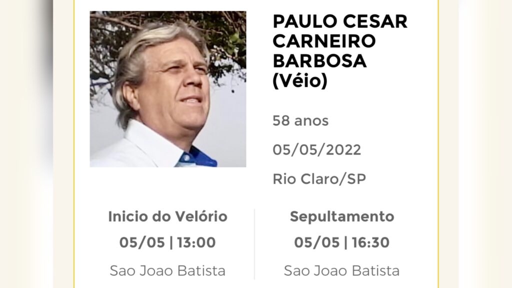 Falecimentos e Sepultamentos – 05/05/2022 – 06/05/2022    - Grupo Rio Claro SP