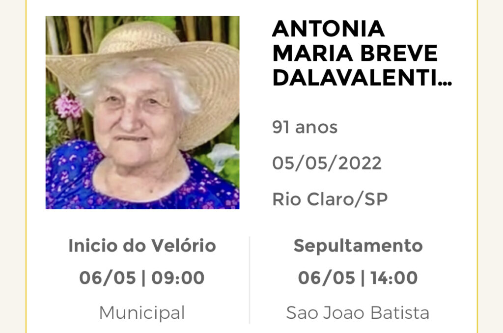 Falecimentos e Sepultamentos – 05/05/2022 – 06/05/2022    - Grupo Rio Claro SP