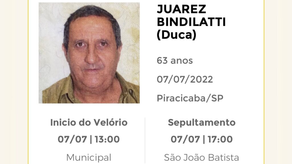 Falecimentos e Sepultamentos – 07/07/2022 – 08/07/2022 - Grupo Rio Claro SP Falecimentos e Sepultamentos – 07/07/2022 – 08/07/2022 - Grupo Rio Claro SP