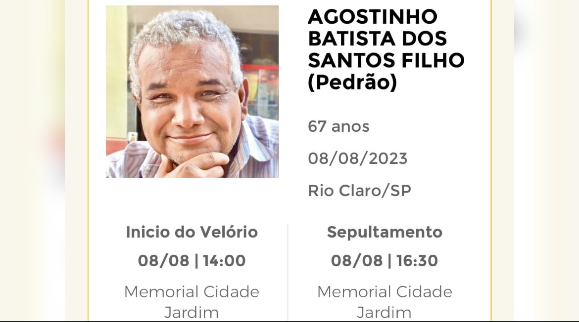Falecimentos e Sepultamentos – 08/08/2023 – 09/08/2023 - Grupo Rio Claro SP