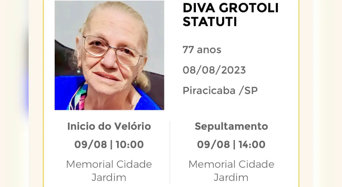 Falecimentos e Sepultamentos – 08/08/2023 – 09/08/2023 - Grupo Rio Claro SP