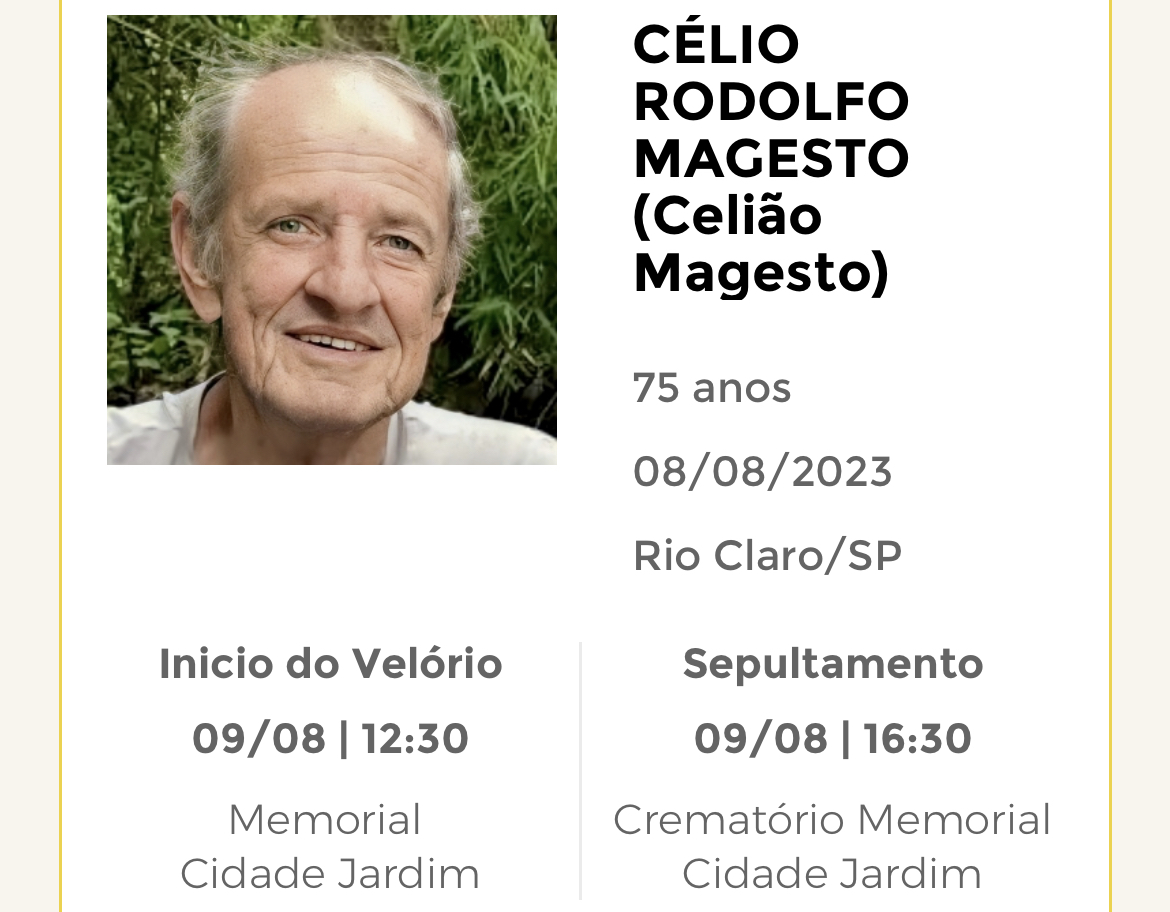 Falecimentos e Sepultamentos – 08/08/2023 – 09/08/2023 - Grupo Rio Claro SP