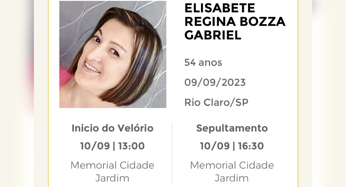 Falecimentos e Sepultamentos – 09/09/2023 – 10/09/2023 - Grupo Rio Claro SP