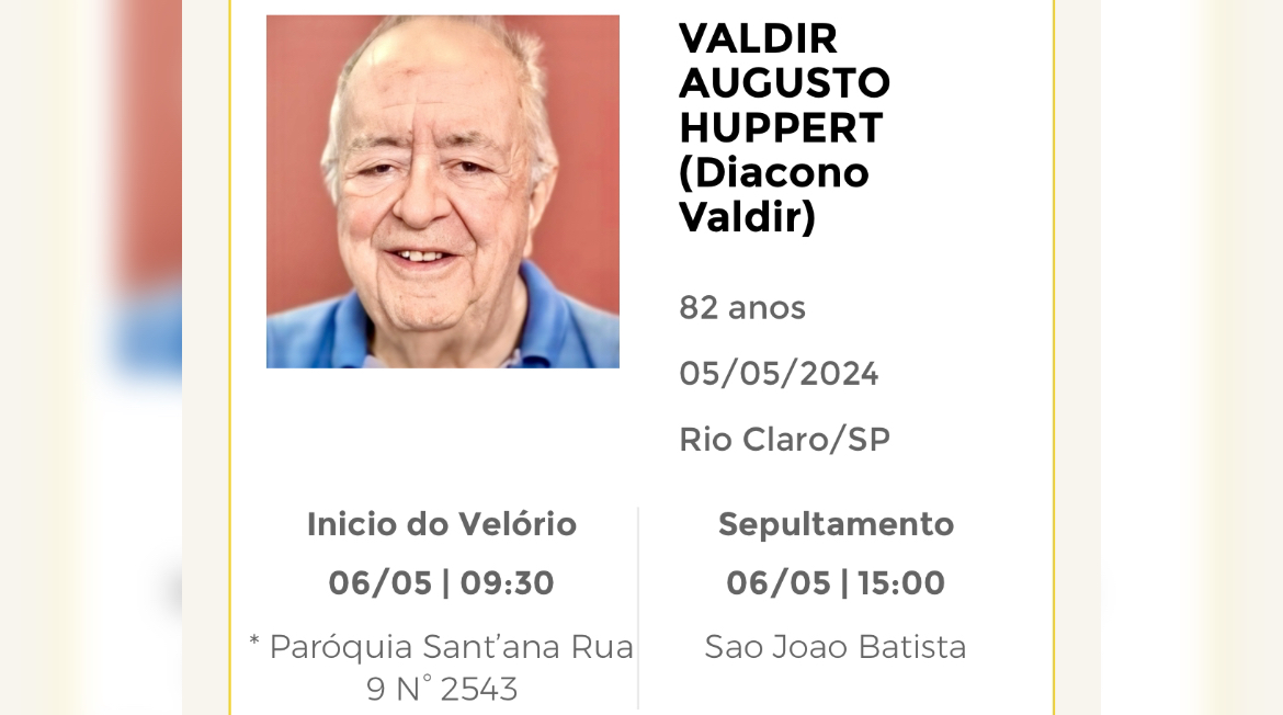 Falecimentos e Sepultamentos – 05/05/2024 – 06/05/2024 - Grupo Rio Claro SP