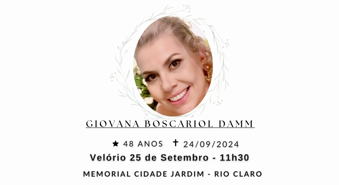 Falecimentos desta terça-feira 24/09/2024 - Grupo Rio Claro SP
