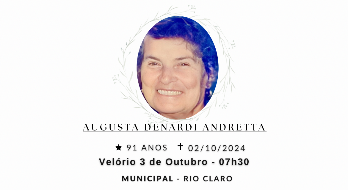 Falecimentos desta quarta-feira 02/10/2024 - Grupo Rio Claro SP