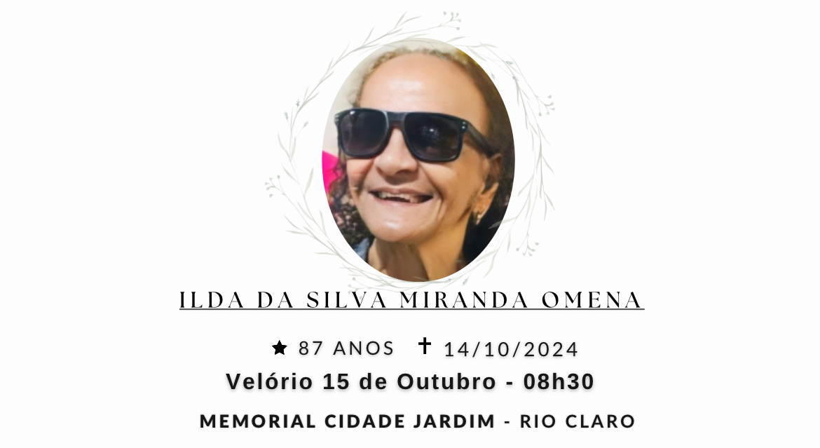 Falecimentos desta segunda-feira 14/10/2024 - Grupo Rio Claro SP