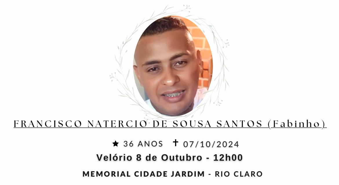 Falecimentos desta segunda-feira 07/10/2024 - Grupo Rio Claro SP