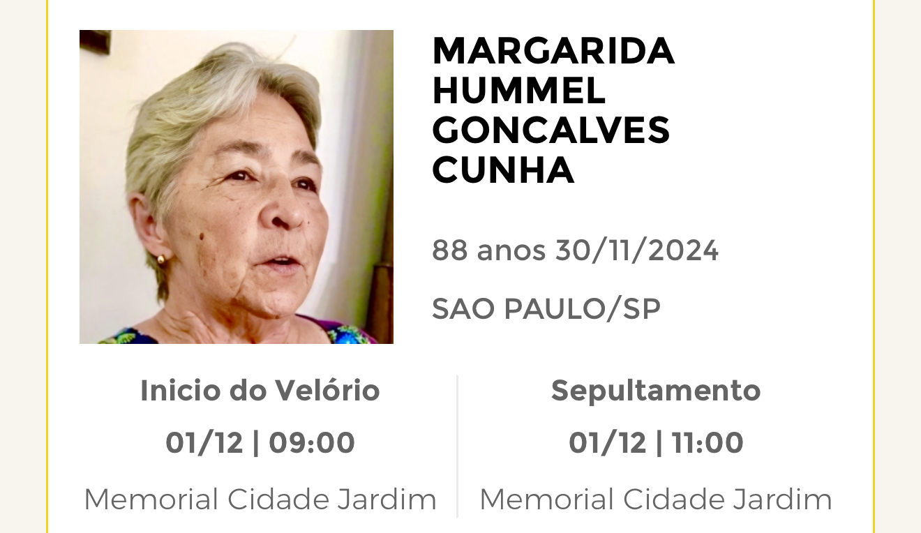 Falecimentos deste sábado 30/11/2024 - Grupo Rio Claro SP