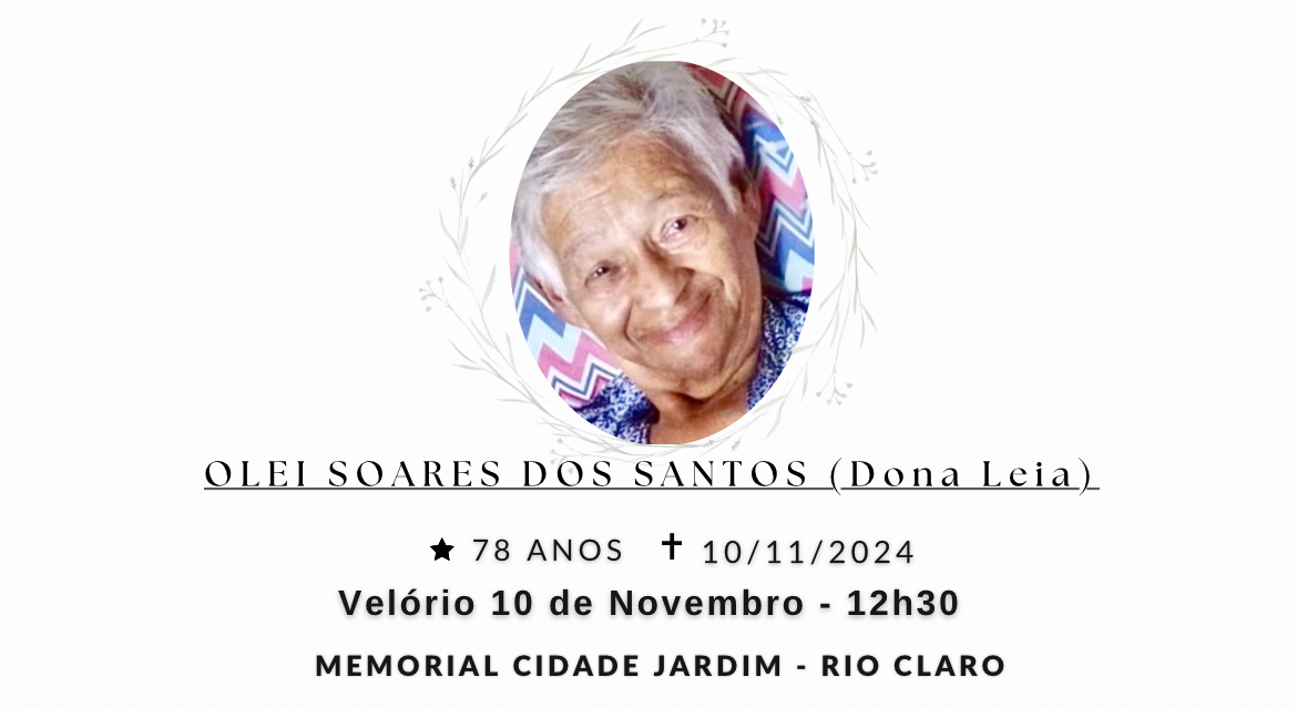 Falecimentos deste domingo 10/11/2024 - Grupo Rio Claro SP
