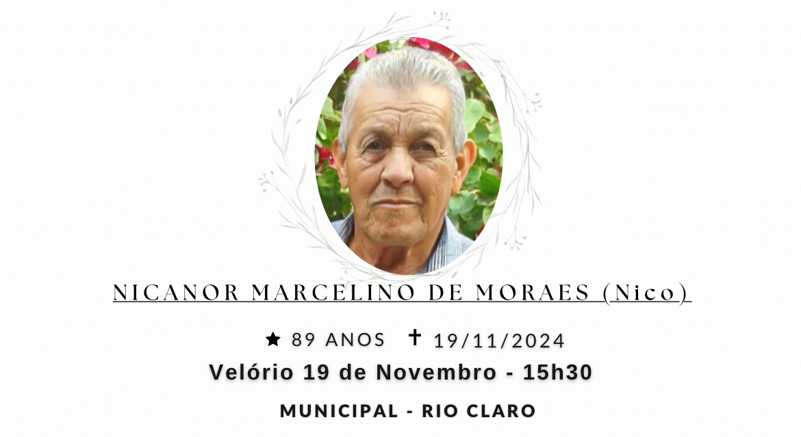 Falecimentos desta terça-feira 19/11/2024 - Grupo Rio Claro SP