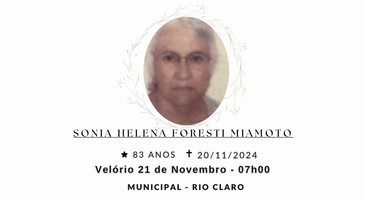 Falecimentos desta quarta-feira 20/11/2024 - Grupo Rio Claro SP