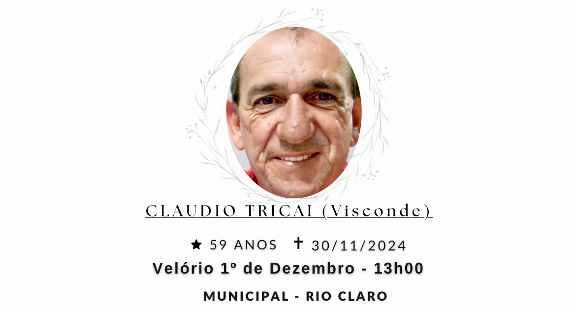 Falecimentos deste sábado 30/11/2024 - Grupo Rio Claro SP