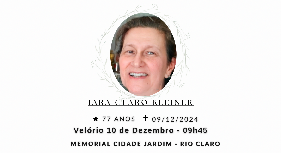 Falecimentos desta segunda-feira 09/12/2024 - Grupo Rio Claro SP