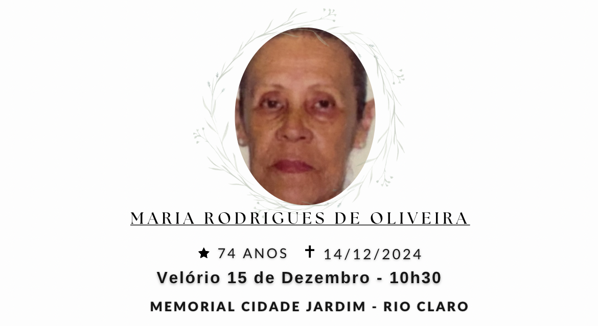 Falecimentos deste sábado 14/12/2024 - Grupo Rio Claro SP