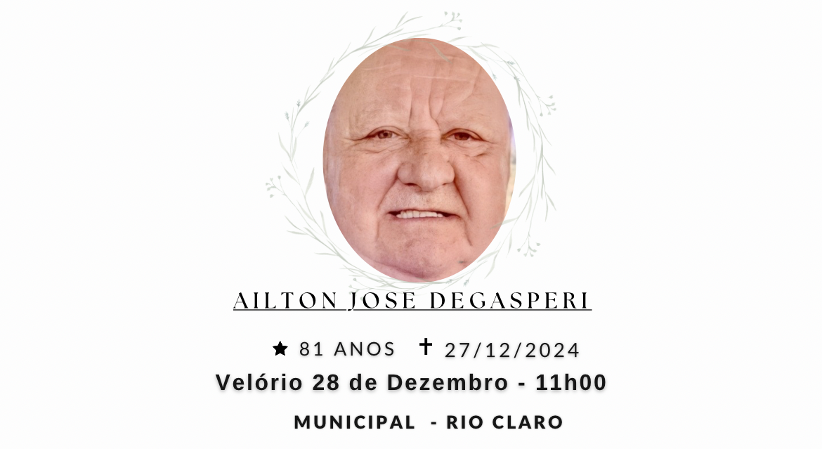 Falecimentos desta sexta-feira 27/12/2024 - Grupo Rio Claro SP