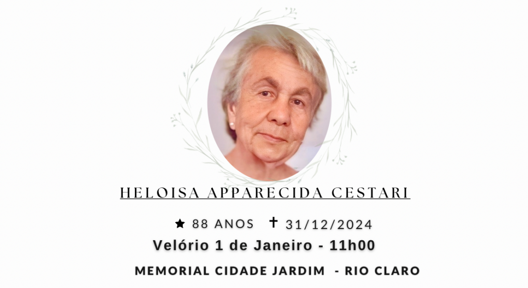 Falecimentos desta terça-feira 31/12/2024 - Grupo Rio Claro SP