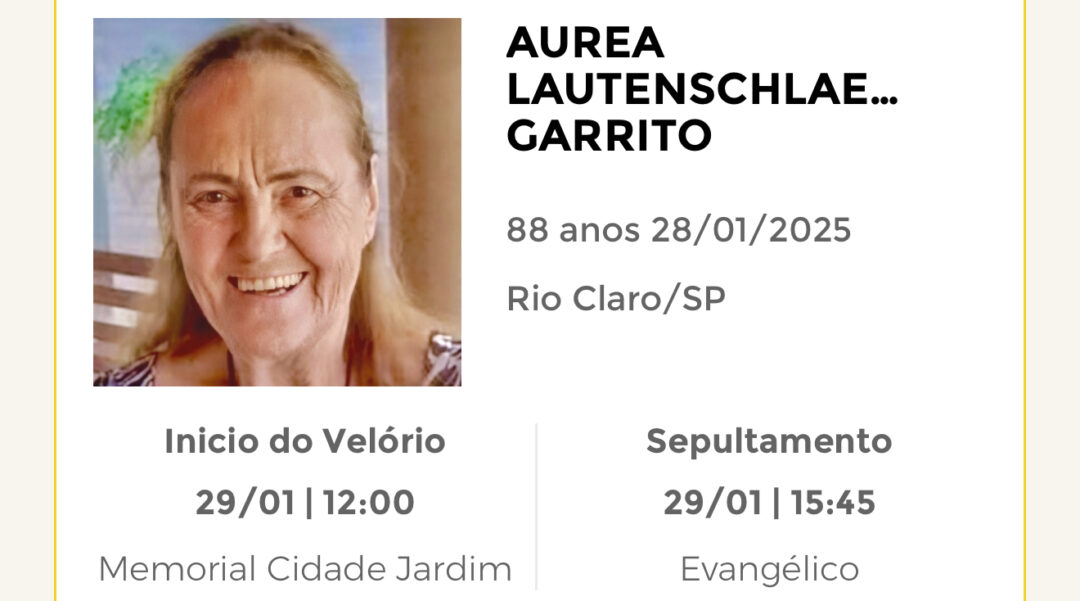 Falecimentos desta terça-feira 28/01/2025 - Grupo Rio Claro SP