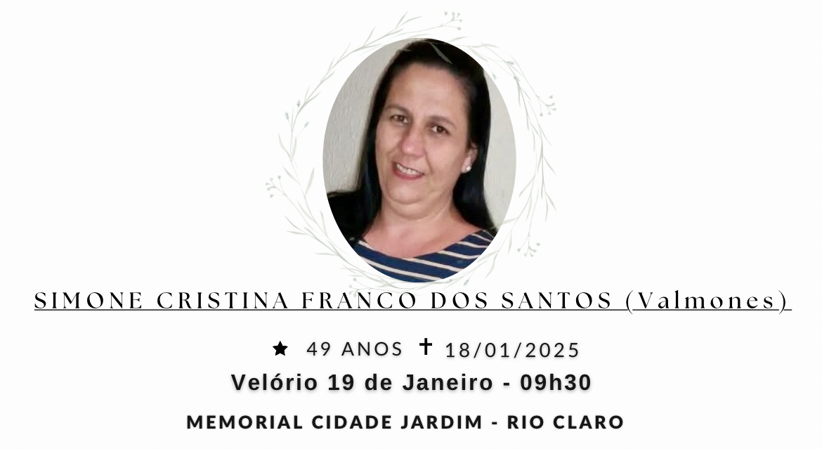 Falecimentos deste sábado 18/01/2025 - Grupo Rio Claro SP