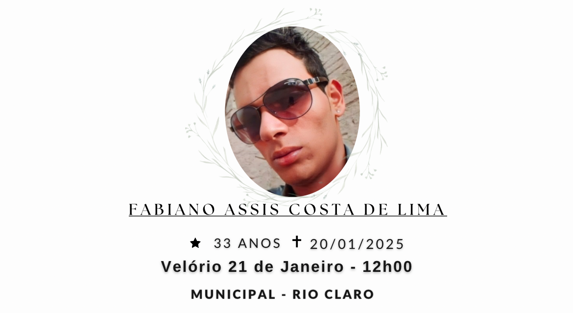 Falecimentos desta segunda-feira 20/01/2025 - Grupo Rio Claro SP
