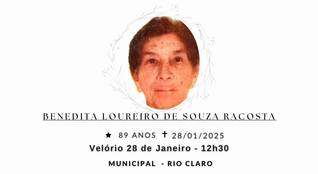Falecimentos desta terça-feira 28/01/2025 - Grupo Rio Claro SP