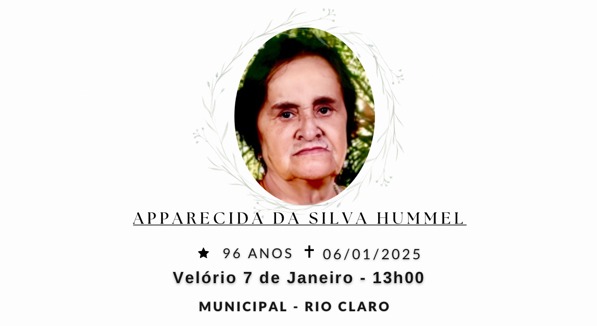 Falecimentos desta segunda-feira 06/01/2025 - Grupo Rio Claro SP