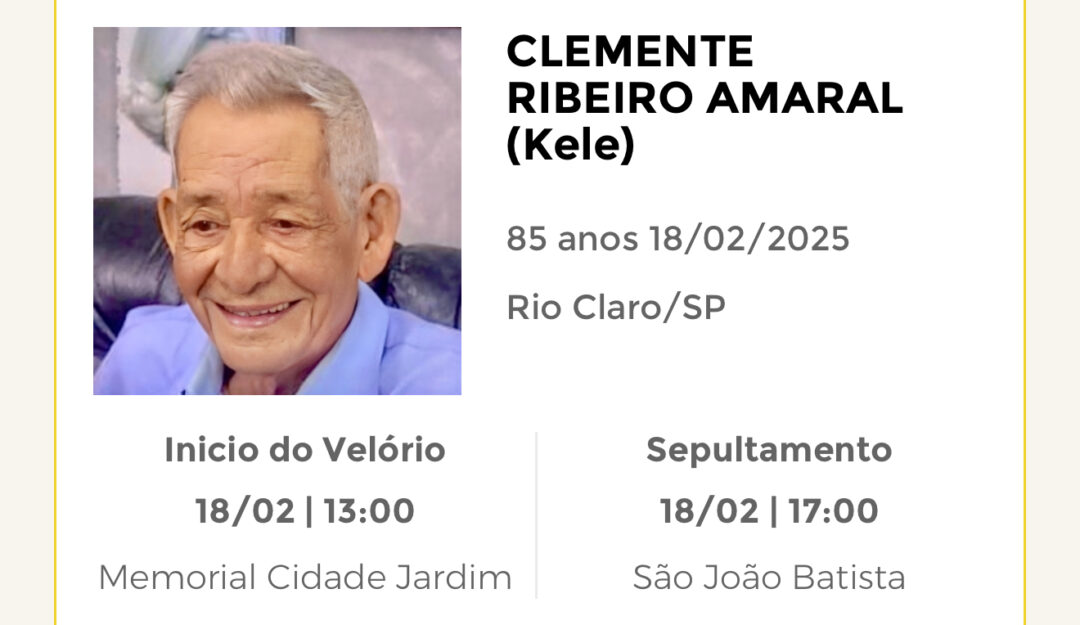 Falecimentos desta terça-feira 18/02/2025 - Grupo Rio Claro SP