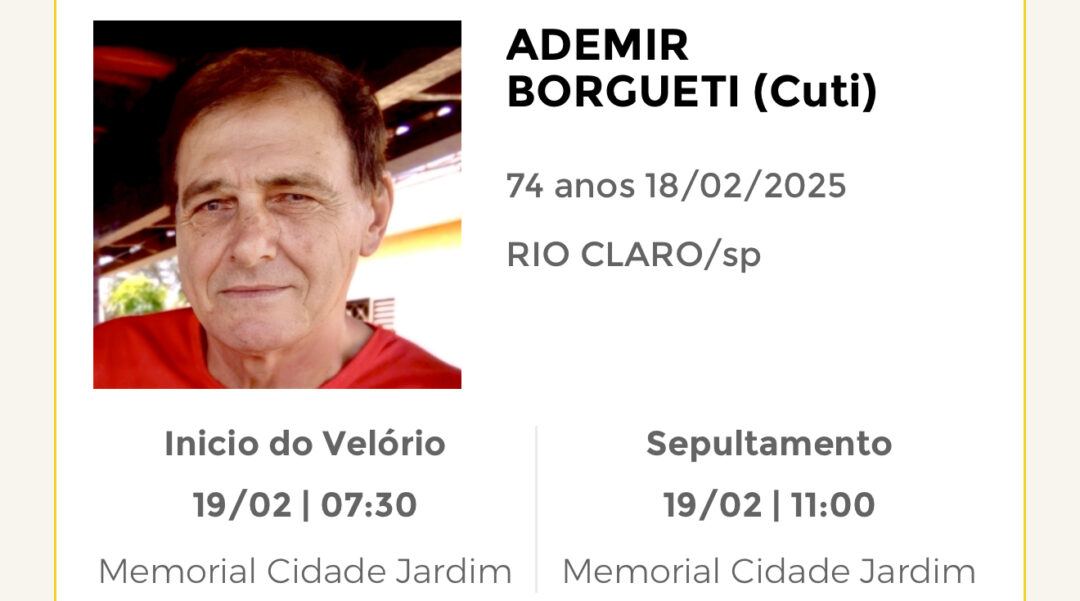 Falecimentos desta terça-feira 18/02/2025 - Grupo Rio Claro SP