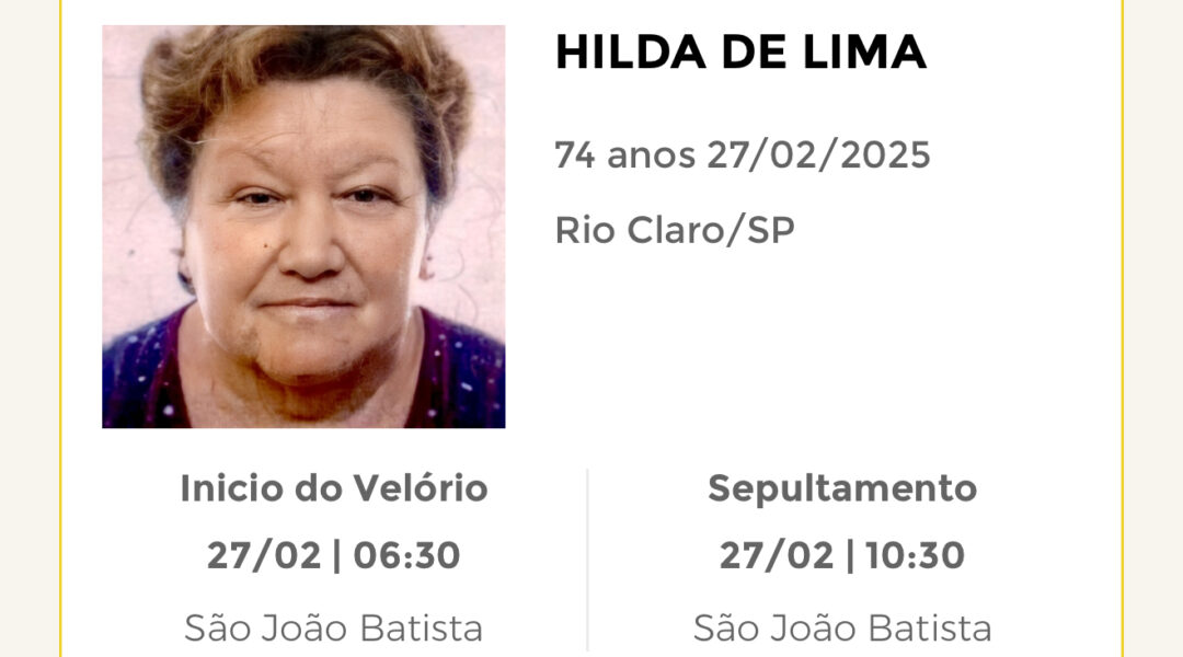Falecimentos desta quinta-feira 27/02/2025 - Grupo Rio Claro SP