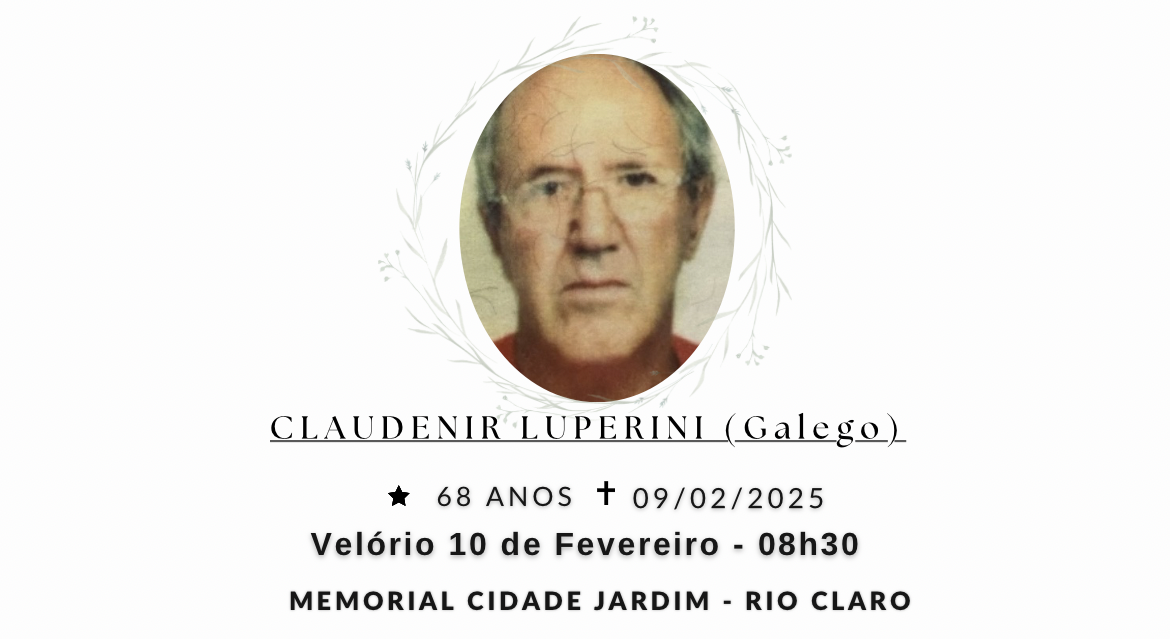 Falecimentos deste domingo 09/02/2025 - Grupo Rio Claro SP