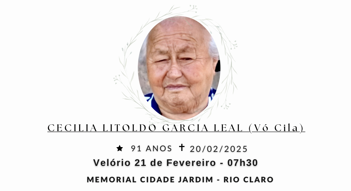Falecimentos desta quinta-feira 20/02/2025 - Grupo Rio Claro SP