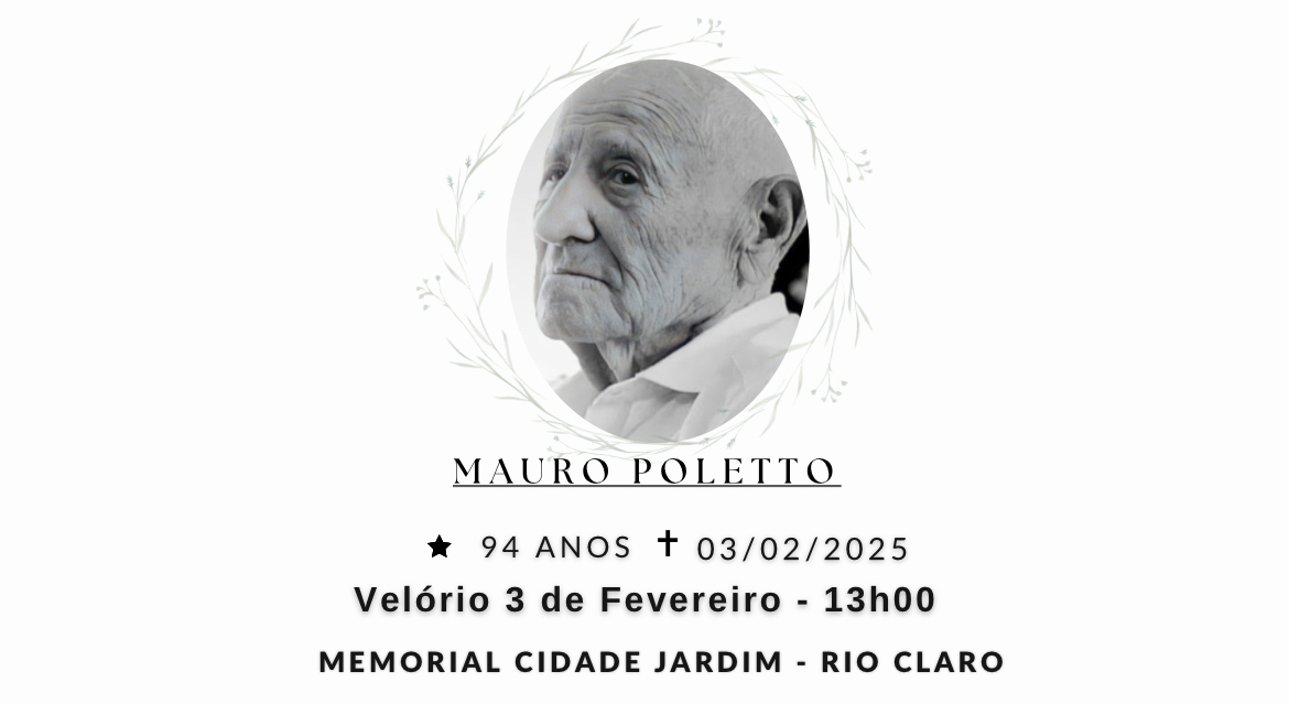 Falecimentos desta segunda-feira 03/02/2025 - Grupo Rio Claro SP