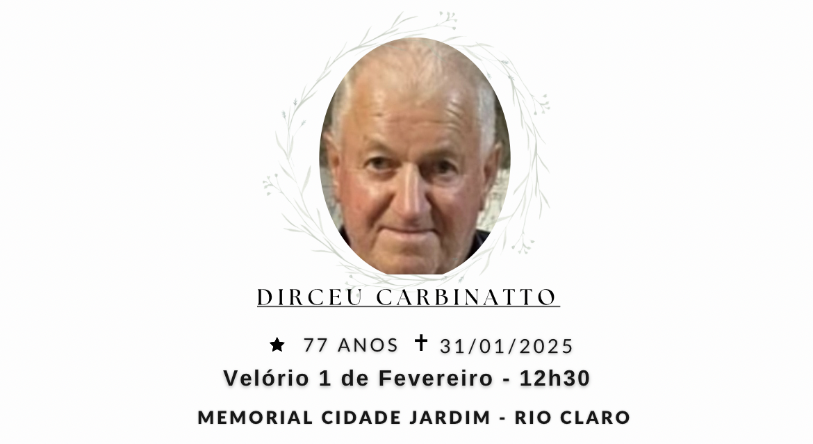 Falecimentos desta sexta-feira 31/01/2025 - Grupo Rio Claro SP