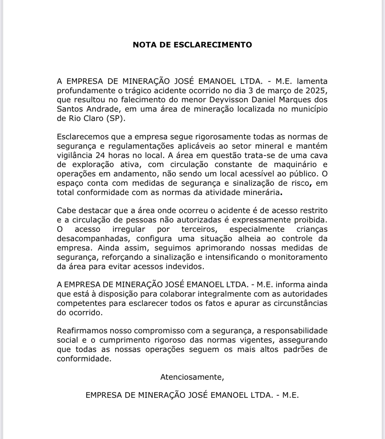 Menino de 9 anos morre afogado em represa no Jardim Panorama, em Rio Claro - Grupo Rio Claro SP