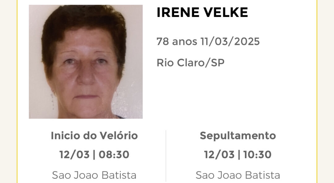 Falecimentos desta terça-feira 11/03/2025 - Grupo Rio Claro SP
