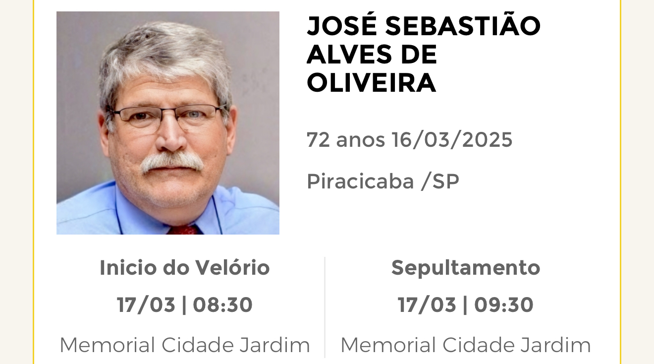 Falecimentos deste domingo 16/03/2025 - Grupo Rio Claro SP