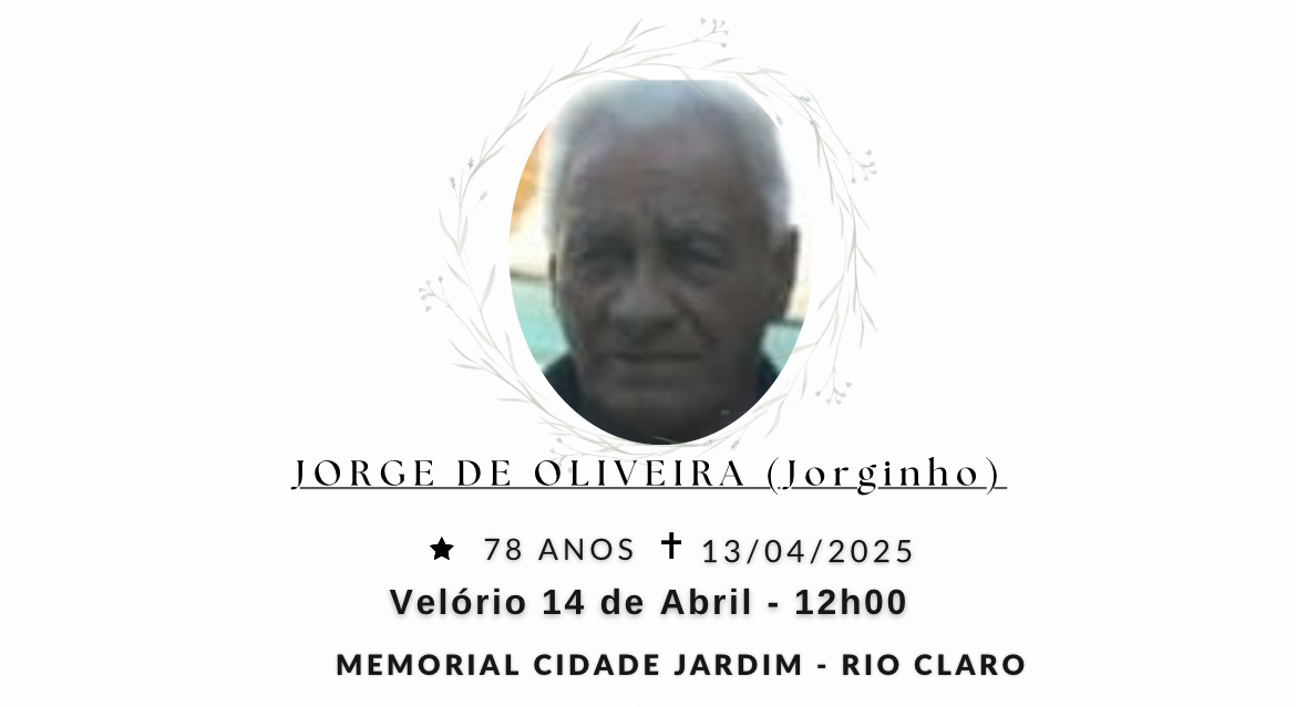 Falecimentos deste domingo 13/04/2025 - Grupo Rio Claro SP