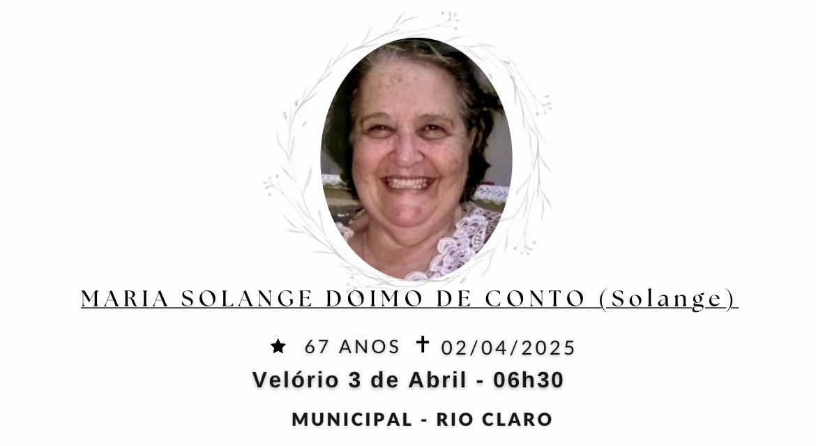 Falecimentos desta quarta-feira 02/04/2025 - Grupo Rio Claro SP