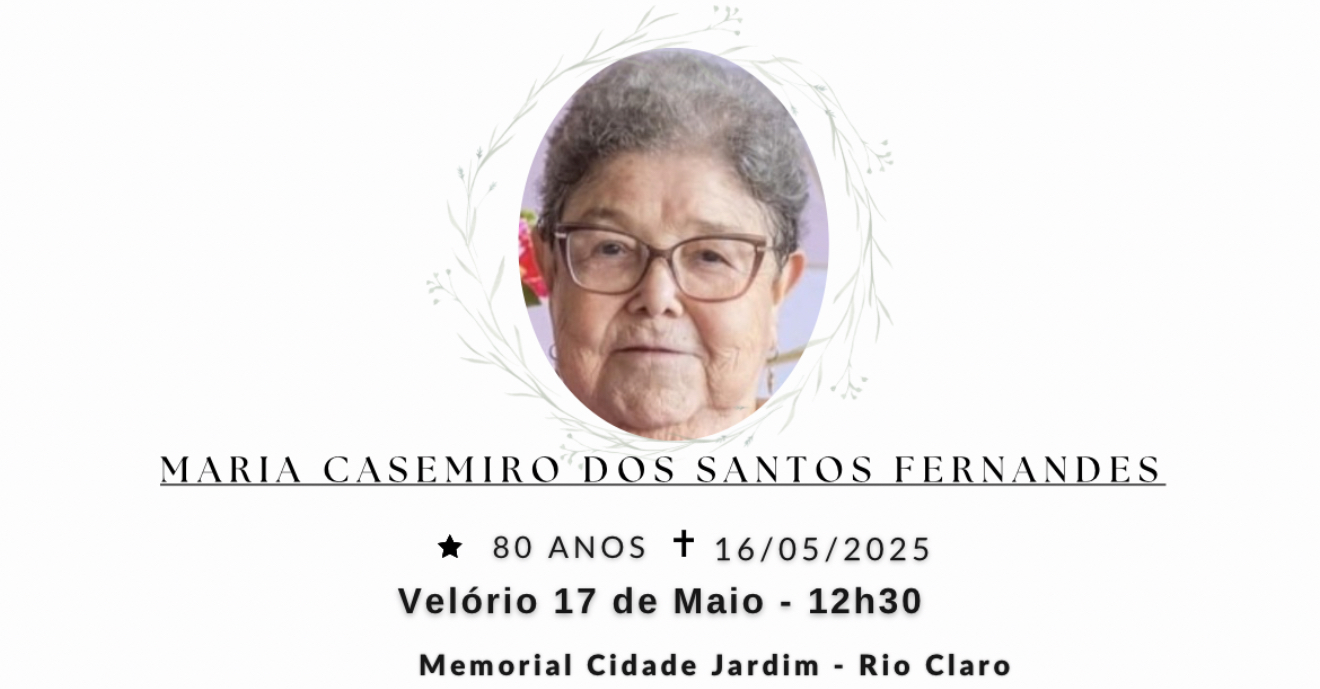 Falecimentos desta sexta-feira 16/05/2025 - Grupo Rio Claro SP